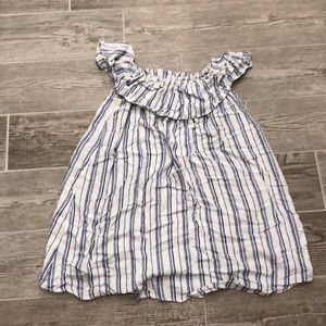 Off shoulder white blue Striped Dress
